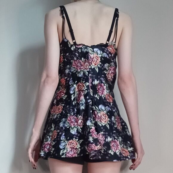 Repaired Vintage Roses & Blueberries Printed Button-Up Slip Dress - Picture 2 of 16